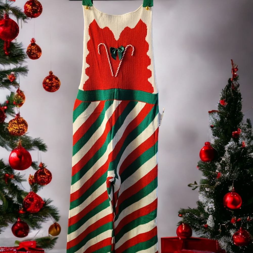 Ugly Christmas Sweater Candy Cane Jumpsuit